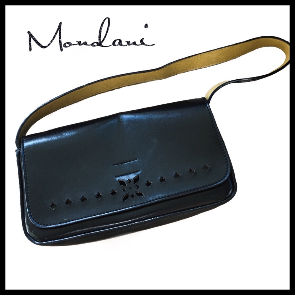 Mondani Black Clutch With Velcro Closure Like New